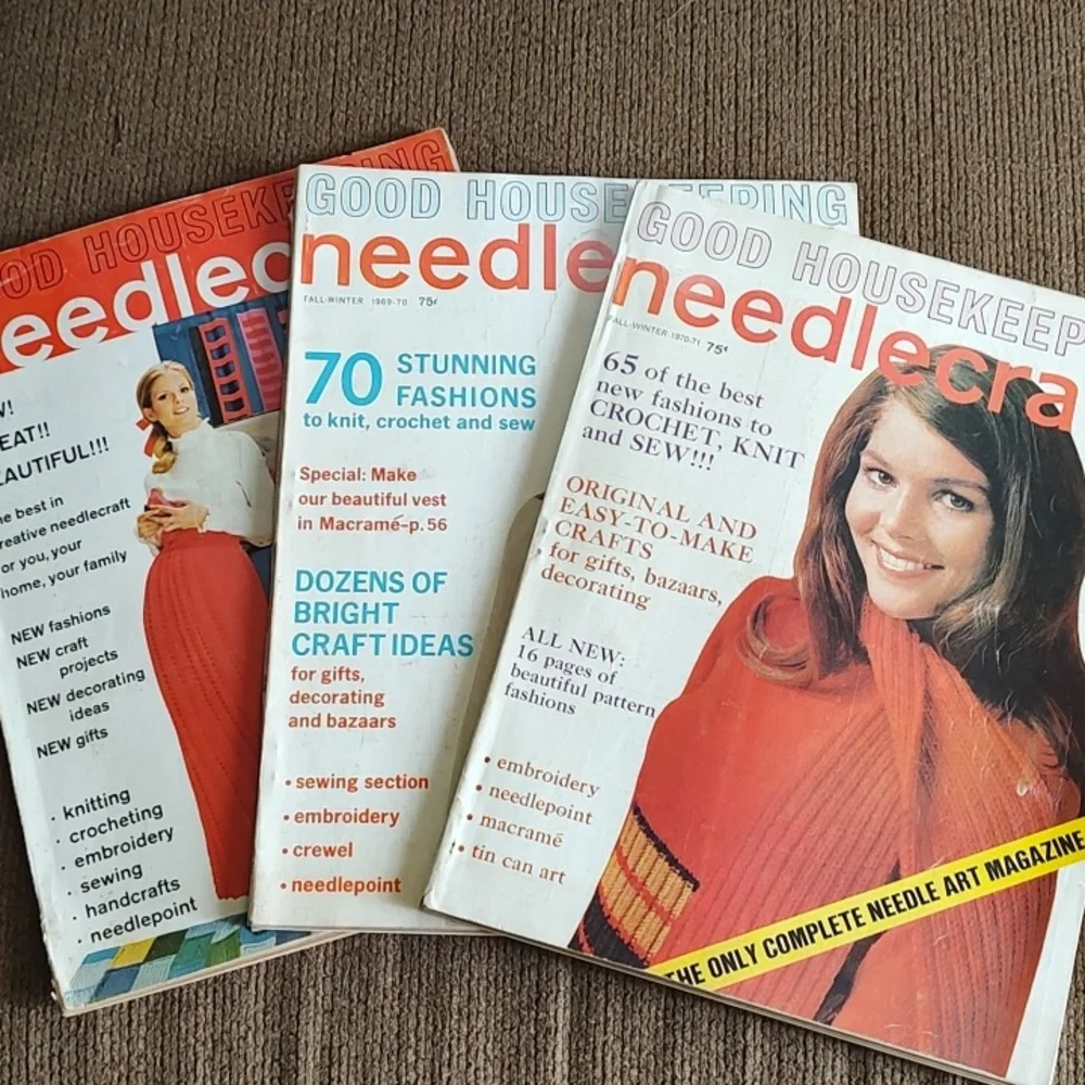 Good Housekeeping Needlecraft Magazines 1968-1971 Lot Of 3